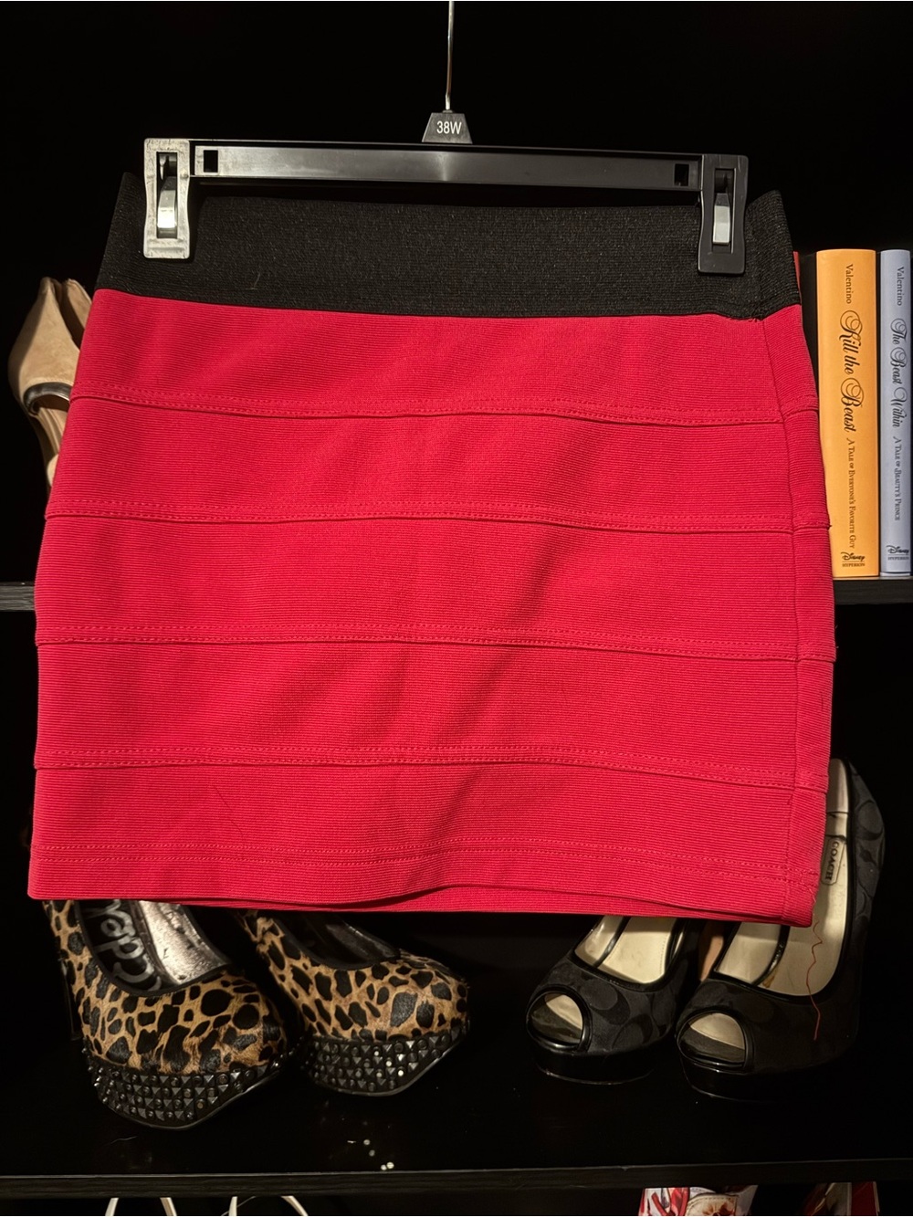 Charlotte Russe Red Mini Skirt with Black Waistband